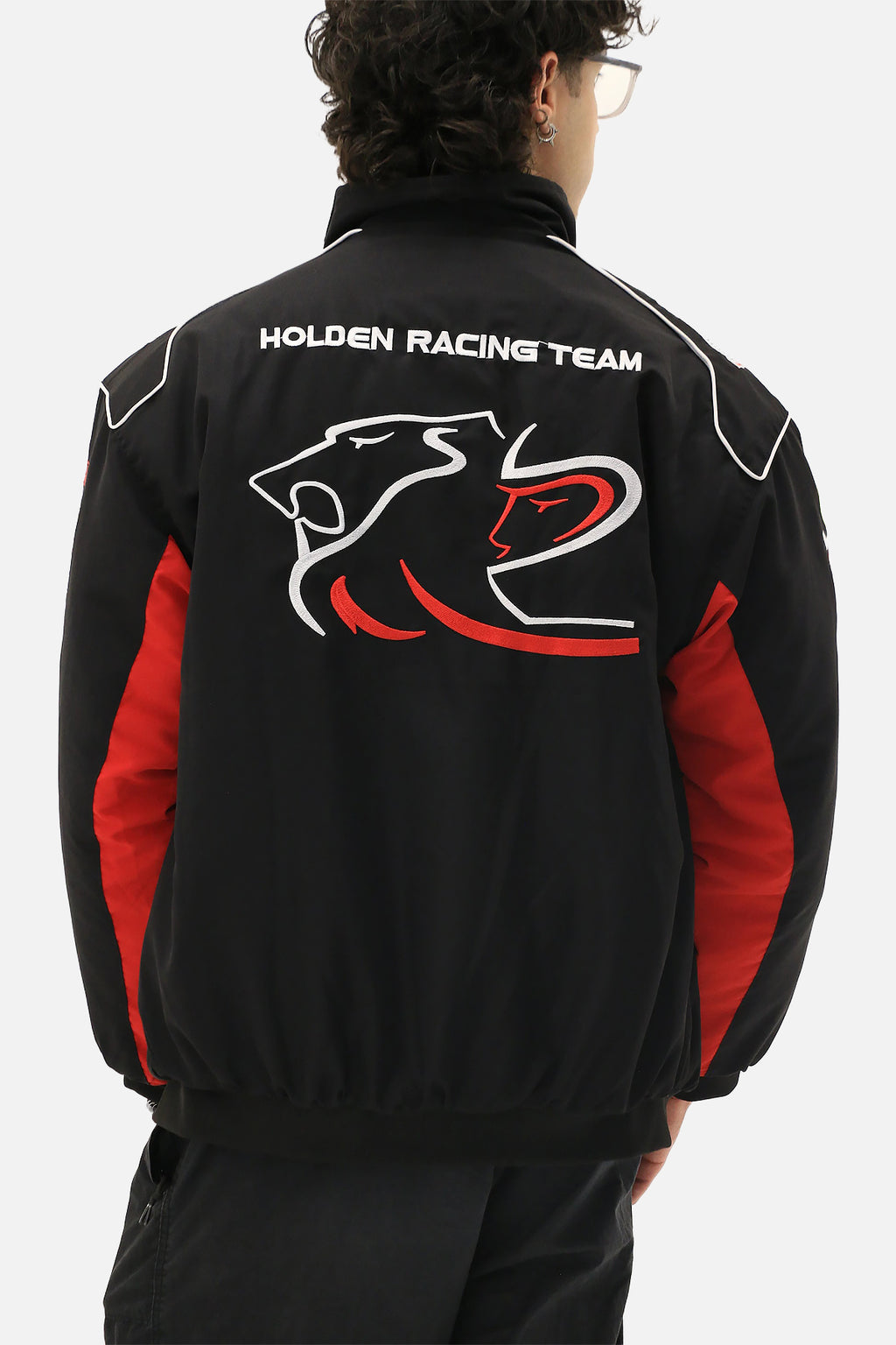 Black and red Holden Racing Team motorsport jacket with embroidered logo, from revnhaus