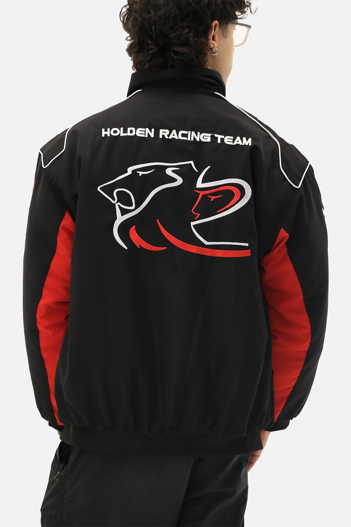 Black and red Holden Racing Team motorsport jacket with embroidered logo, from revnhaus