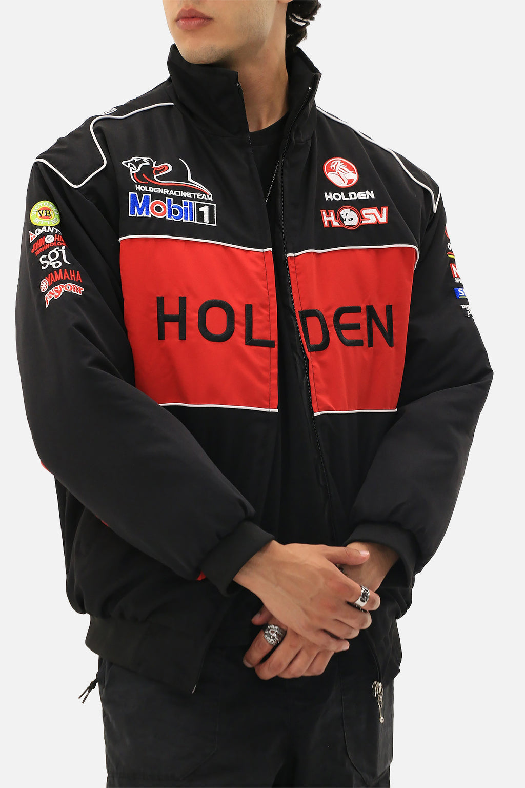 Holden Racing Team Mobil 1 motorsport jacket with red black design from revnhaus