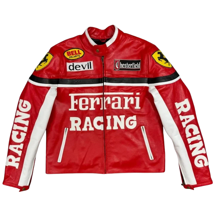 Revnhaus Vintage F1 Rarri Racing Leather jacket (Red/White)