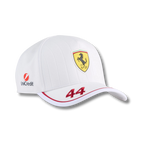 White Ferrari F1 cap with #44, Scuderia shield, and UniCredit logo from revnhaus
