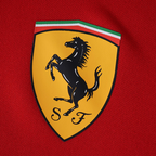 Ferrari prancing horse logo on red racing jacket from revnhaus