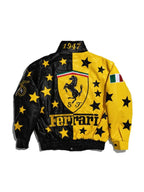 Revnhaus Vintage rrari Black-Yellow Leather Jacket