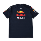 Red Bull Mobil 1 racing t-shirt with sponsor logos on sleeves from revnhaus