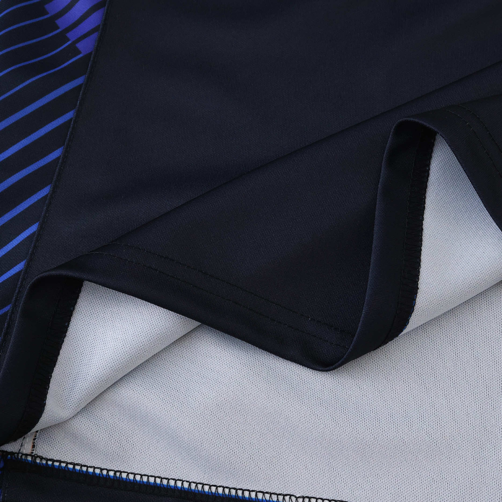 Black motorsport jacket with blue stripes and white mesh lining from revnhaus