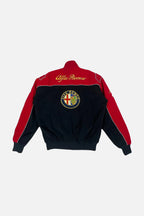 Red and black Alfa Romeo racing jacket with embroidered logo, from revnhaus