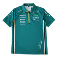 Aston Martin F1 Team polo shirt with sponsor logos and Alonso signature, from revnhaus
