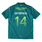 Aston Martin F1 team racing shirt with Aramco logo and number 14, from revnhaus
