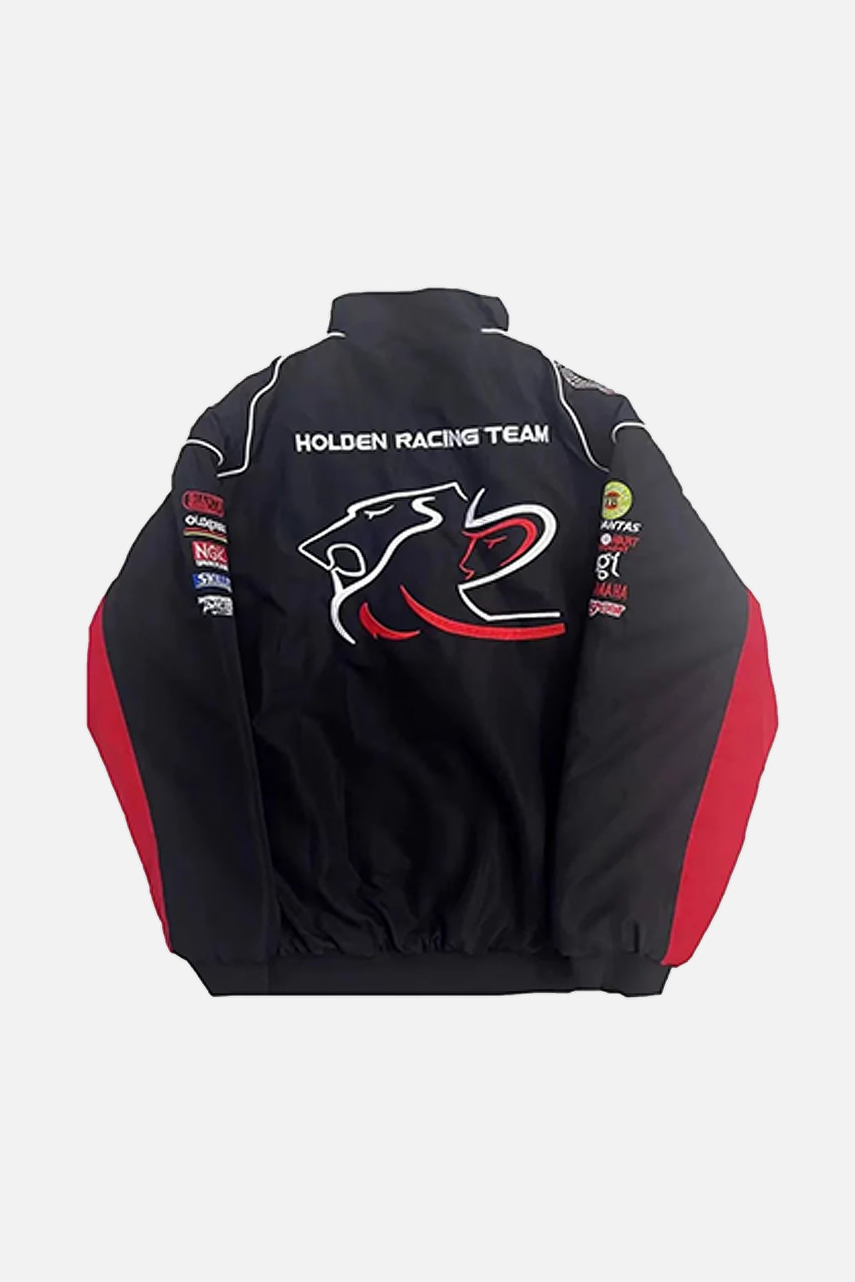 Holden Racing Team motorsport jacket with lion logo and sponsor patches from revnhaus