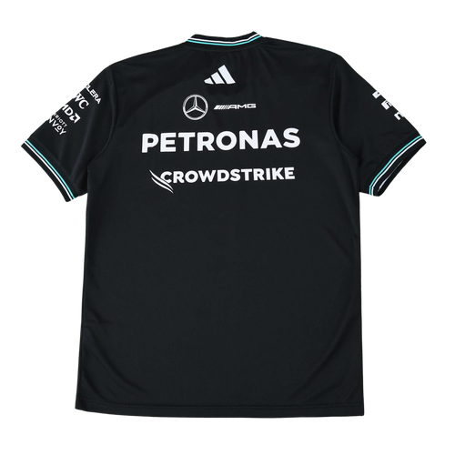 Black Mercedes-AMG Petronas F1 team jersey with Crowdstrike sponsor logo, from revnhaus