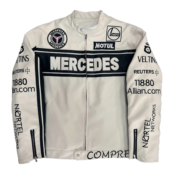 Revnhaus Vintage F1 Mercedess-Benz White Leather jacket