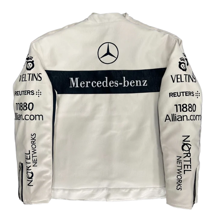 Revnhaus Vintage F1 Mercedess-Benz White Leather jacket