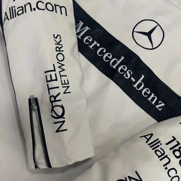 Revnhaus Vintage F1 Mercedess-Benz White Leather jacket