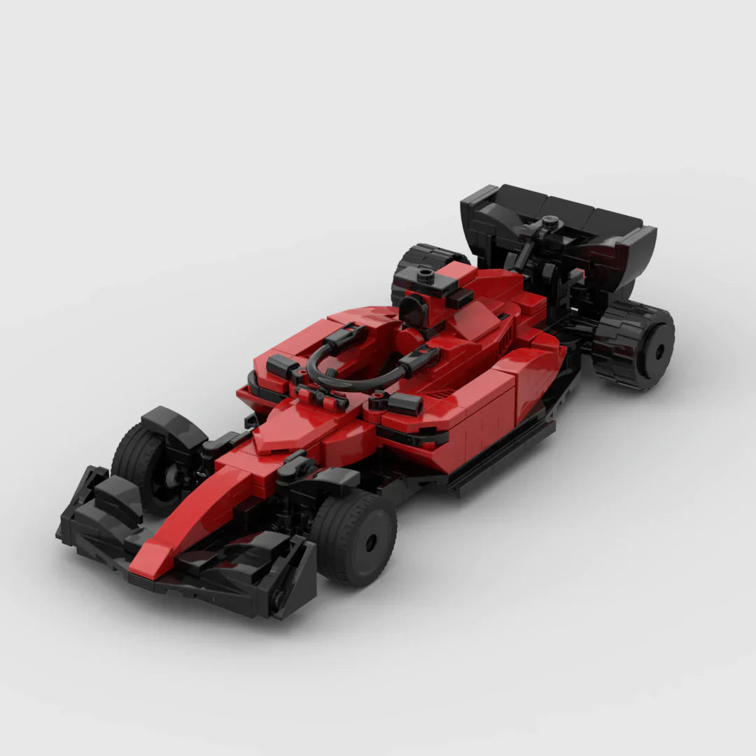Red and black F1-style LEGO race car model from revnhaus