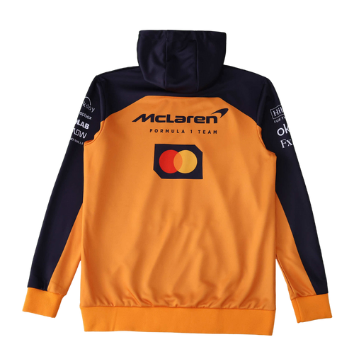 McLaren F1 Team orange and navy hoodie with sponsor logos from revnhaus
