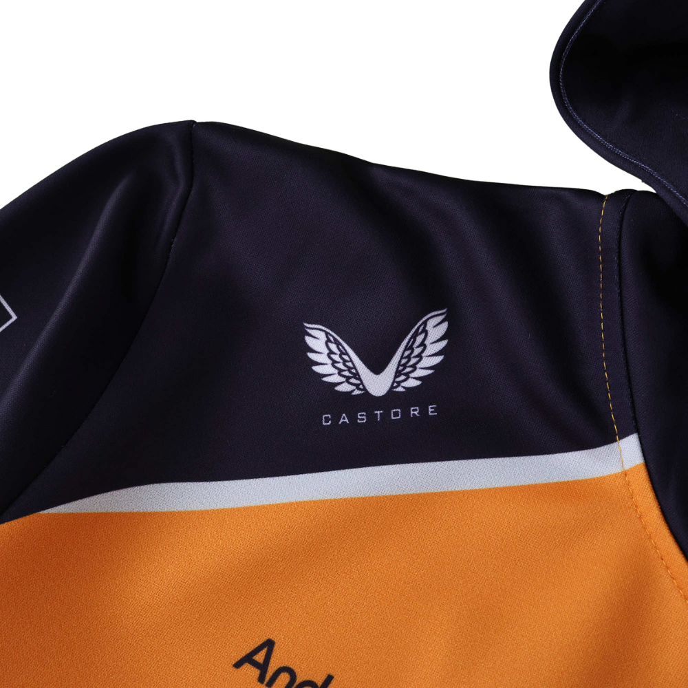 Castore racing jacket with wing logo and orange stripe from revnhaus