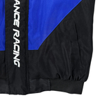 Blue and black racing jacket with 'ANCE RACING' text, motorsport apparel from revnhaus