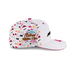 White McLaren F1 Team cap with colorful geometric print and Miami patch from revnhaus