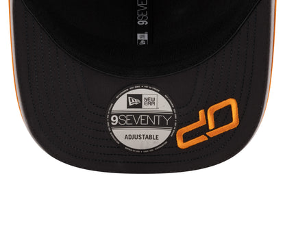 Black New Era 9FIFTY adjustable cap with orange '20' logo, motorsport style from revnhaus