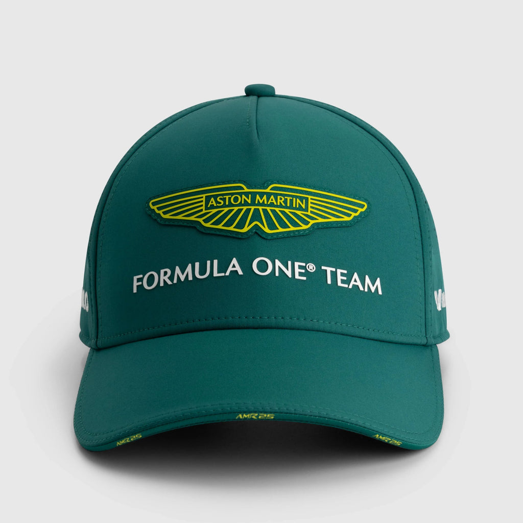 Aston Martin Formula One Team green cap with yellow logo and AMR25 detail from revnhaus