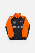 McLaren racing jacket with Android and Dell logos, orange and black design from revnhaus