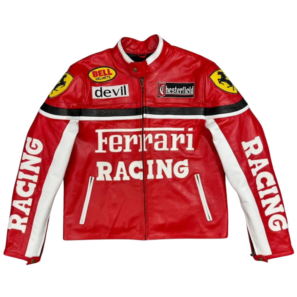 Revnhaus Vintage F1 Rarri Racing Leather jacket (Red/White)