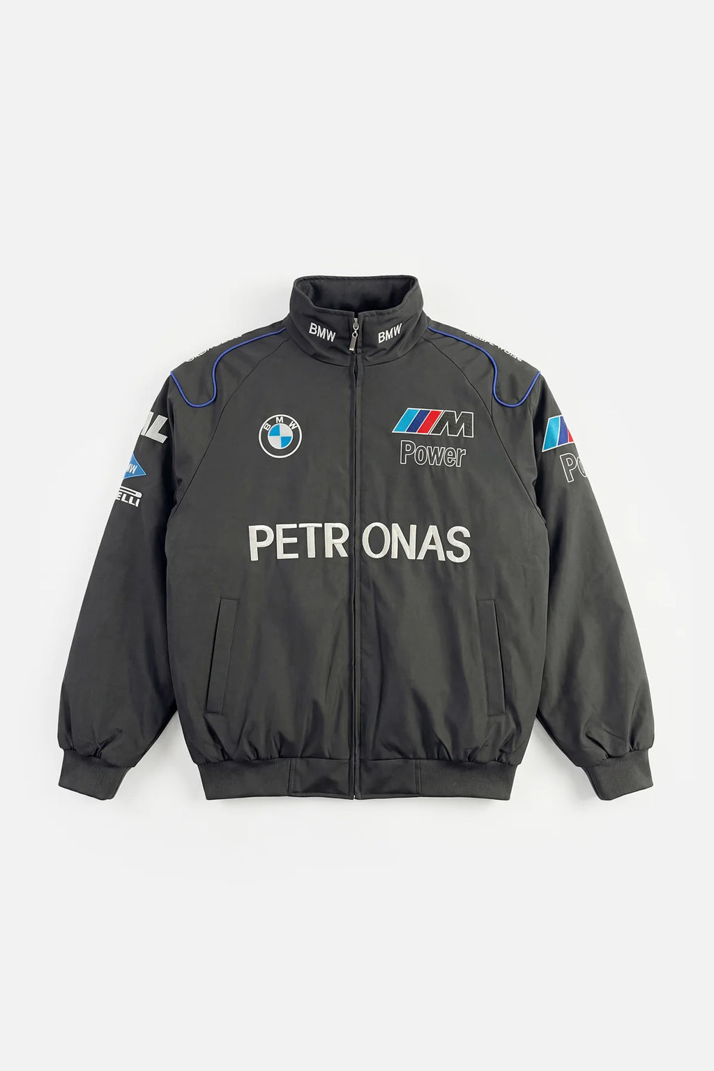 BMW M Power Petronas racing jacket with blue trim and logos from revnhaus