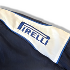 Pirelli embroidered logo on racing jacket sleeve, motorsport apparel from revnhaus