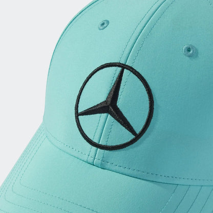 Mint green Mercedes-Benz cap with black logo embroidery from revnhaus