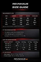 RevnHaus size guide for racing jackets with measurements, fit tips, and model references from revnhaus