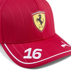 Red Ferrari F1 racing cap with #16 and Scuderia shield logo, from revnhaus