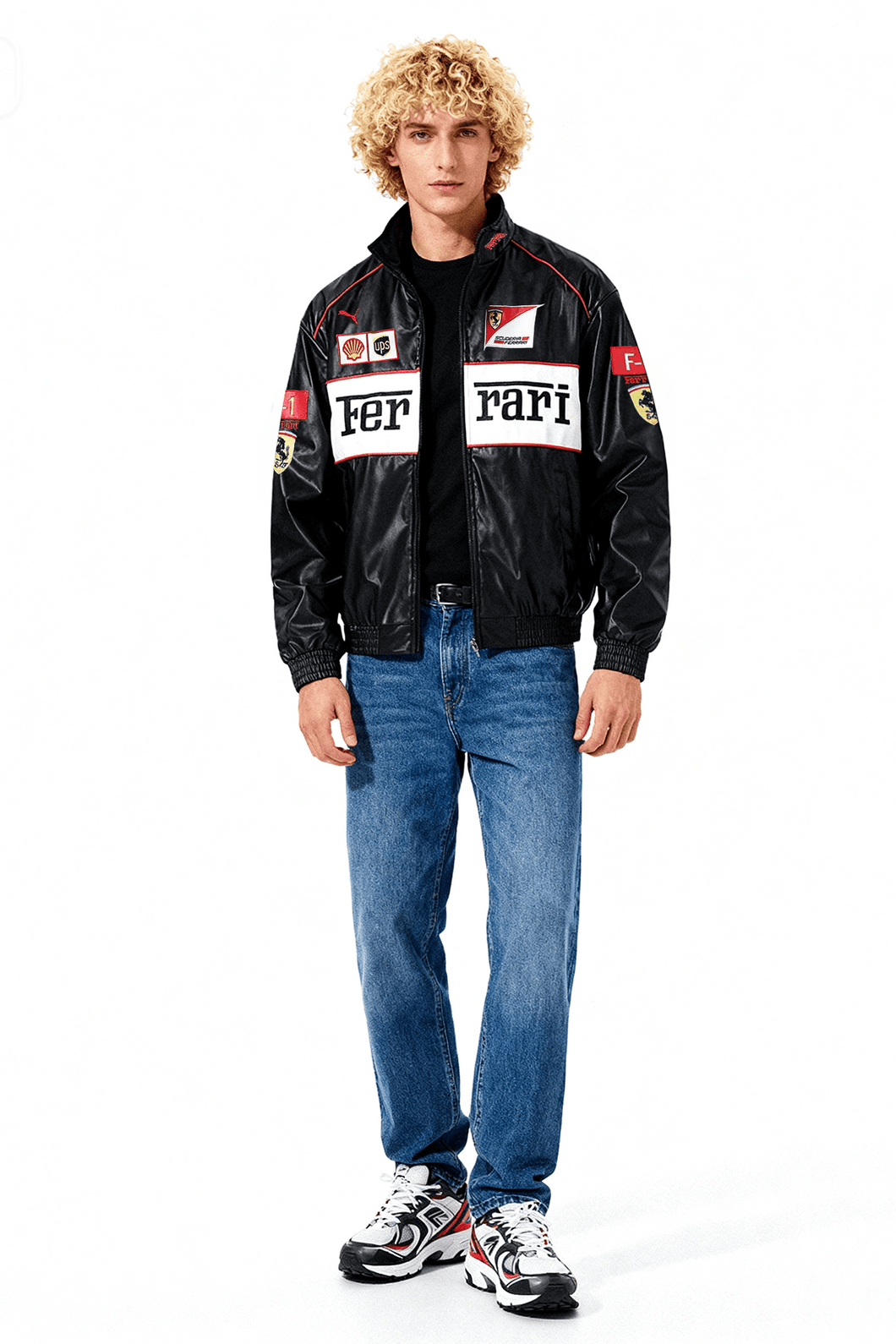 Revnhaus Vintage F1 Rarri Racing Leather jacket (Black/white)