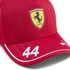 Red Ferrari racing cap with prancing horse logo and number 44, from revnhaus