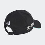 Black Mercedes-AMG Petronas F1 Team cap with white logos and mint trim from revnhaus