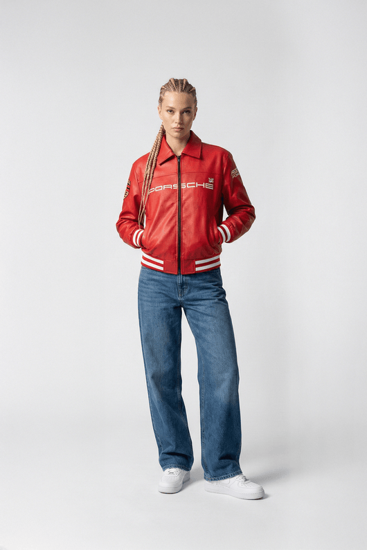 Revnhaus Vintage F1 Porsche Racing Leather Jacket (Red)
