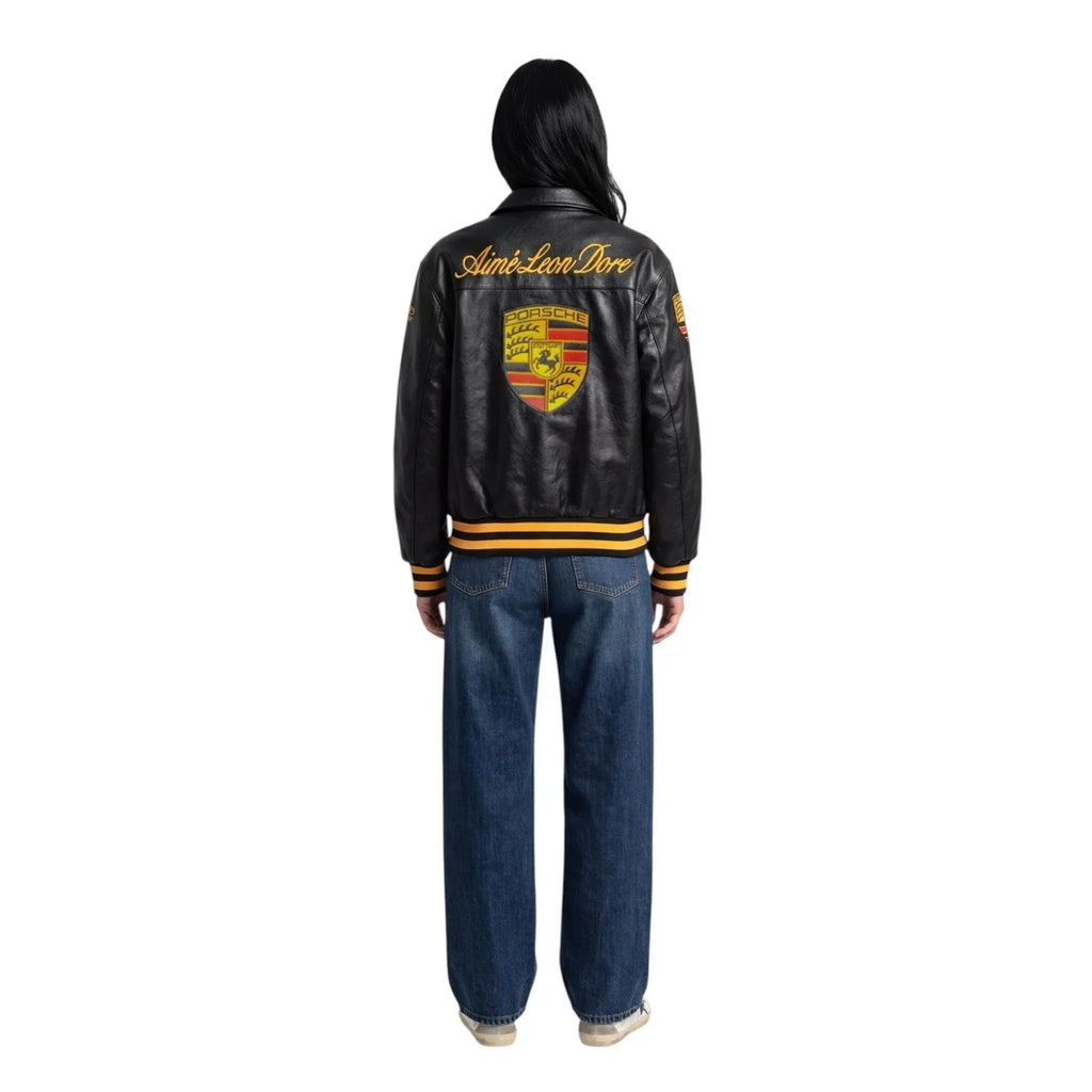 Revnhaus Vintage F1 Porsche Racing Leather Jacket (Black)