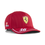 Red Ferrari racing cap with prancing horse logo, number 16, and UniCredit sponsor, from revnhaus