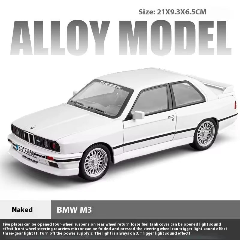 White BMW M3 alloy model car with opening parts and light/sound effects from revnhaus