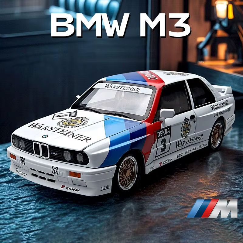 BMW M3 Warsteiner race car die-cast model with DEKRA livery, collectible motorsport gear from revnhaus