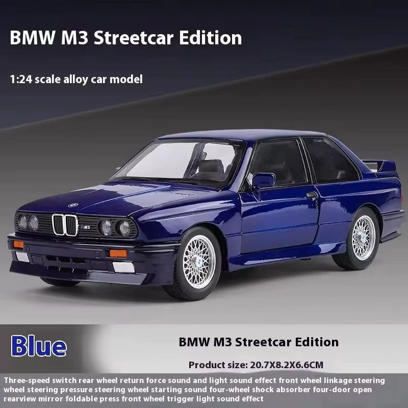 Blue BMW M3 Streetcar Edition 1:24 scale alloy die-cast model car with sound and light effects from revnhaus