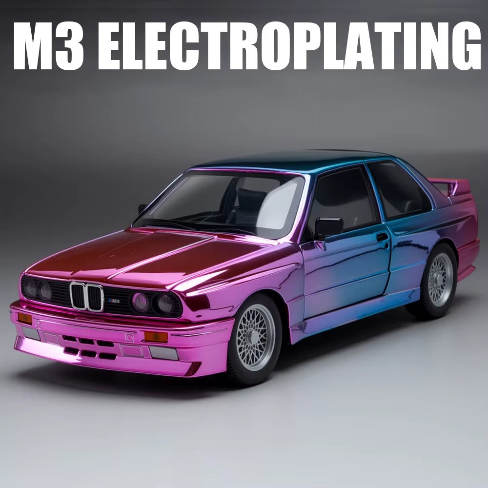 BMW M3 electroplating die-cast model car with iridescent pink and blue finish from revnhaus