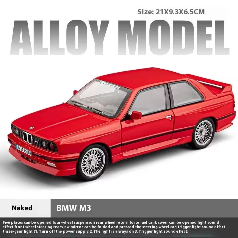 Red BMW M3 alloy model car with opening parts and light/sound features from revnhaus