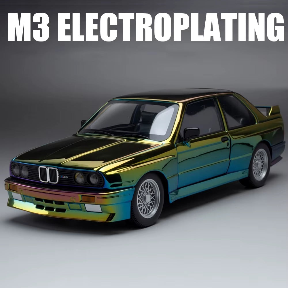 BMW M3 die-cast model with electroplating finish, rainbow metallic paint, from revnhaus