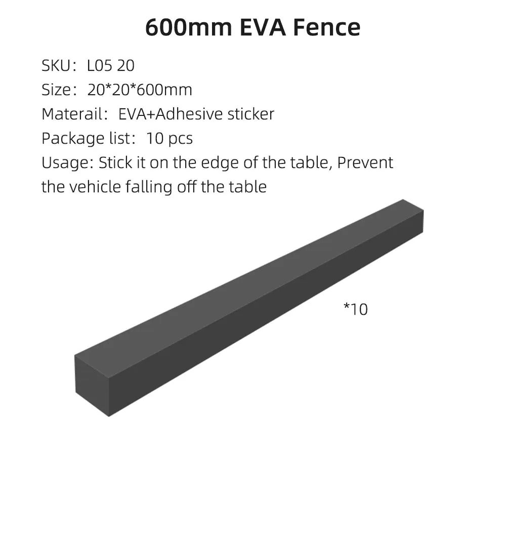 600mm EVA fence for RC cars, prevents falls from table edge, 10 pcs pack from revnhaus