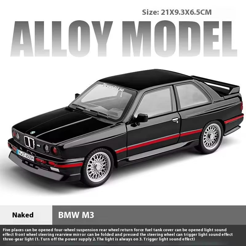Black BMW M3 alloy model car with red stripes, light & sound features, from revnhaus