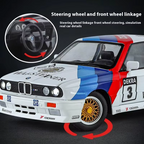 BMW M3 E30 die-cast model with functional steering and front wheel linkage, Warsteiner livery from revnhaus