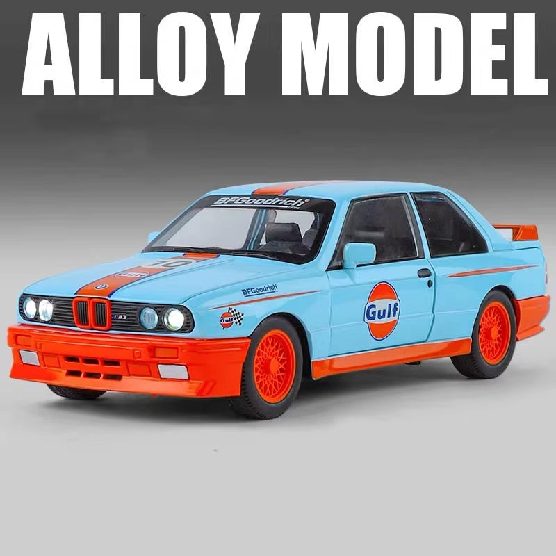 BMW M3 Gulf livery alloy model car with orange accents from revnhaus