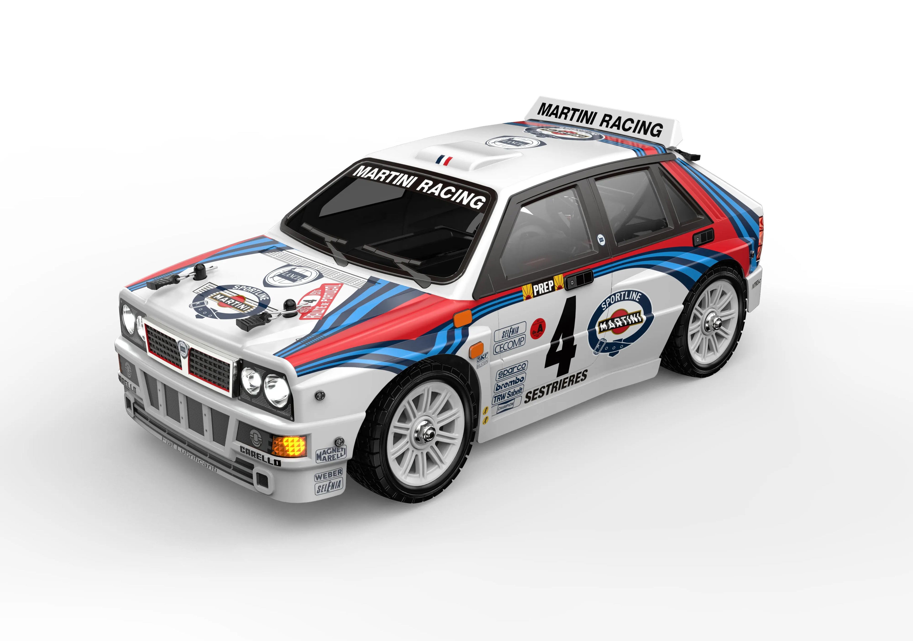 Martini Racing Lancia Delta HF Integrale RC drift car with #4 livery from revnhaus