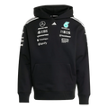 Black Mercedes-AMG Petronas F1 Team hoodie with sponsor logos, motorsport apparel from revnhaus
