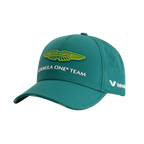 Aston Martin F1 Team green cap with yellow logo and Valvoline branding from revnhaus